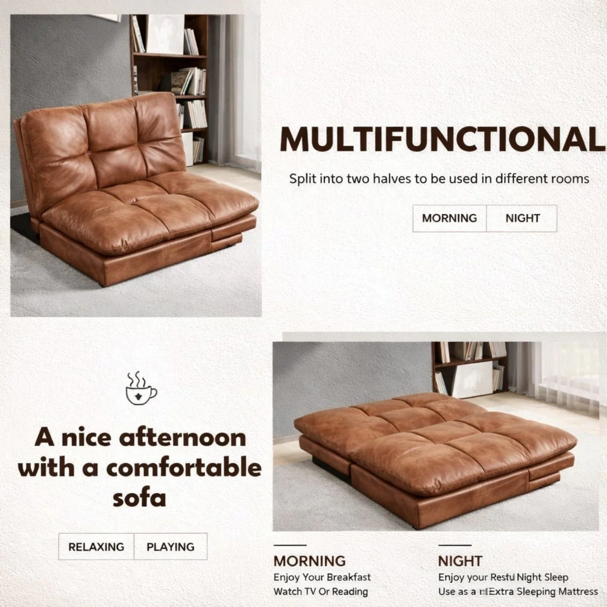 The Maddox Daybed | Mid-Century Convertible Leather Sleeper - Image 6