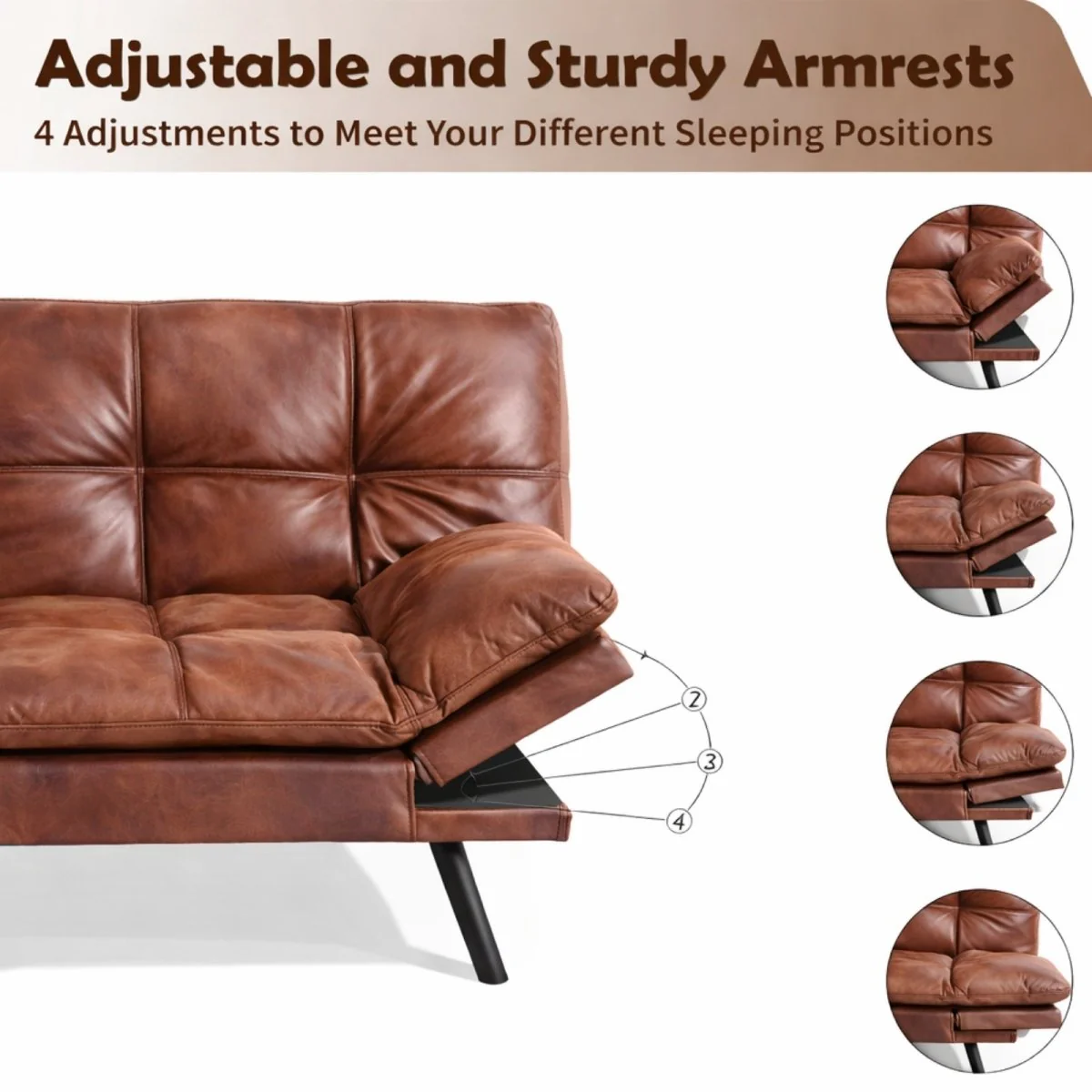 The Maddox Daybed | Mid-Century Convertible Leather Sleeper - Image 8