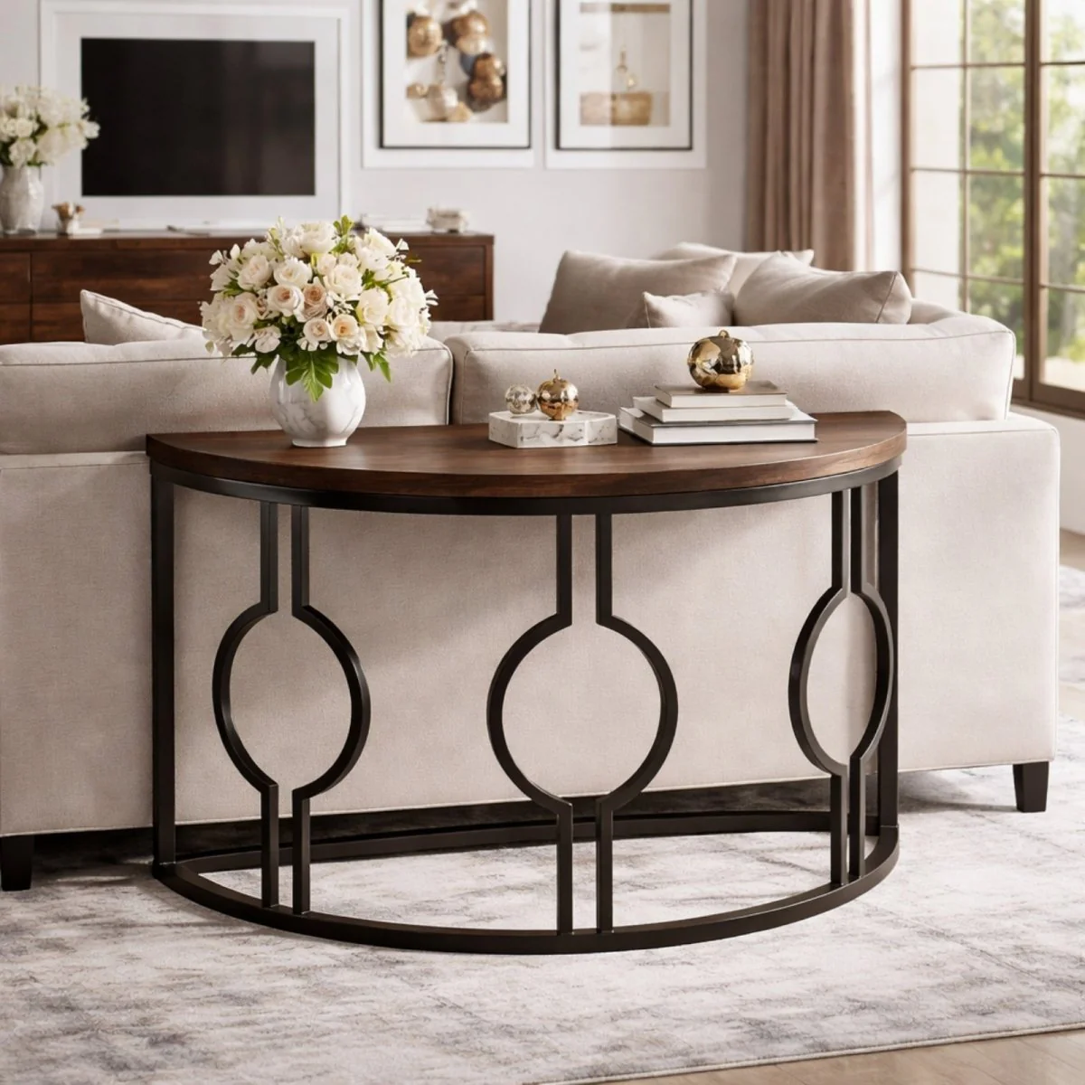 The Meridian Demilune | Geometric Architectural Console
