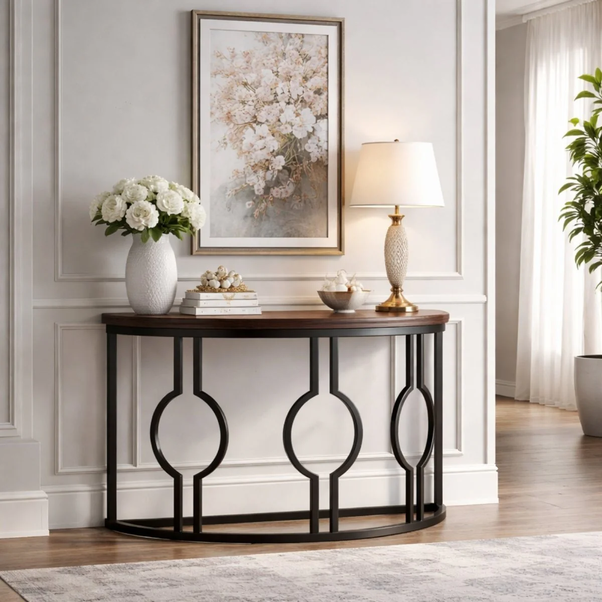 The Meridian Demilune | Geometric Architectural Console - Image 3