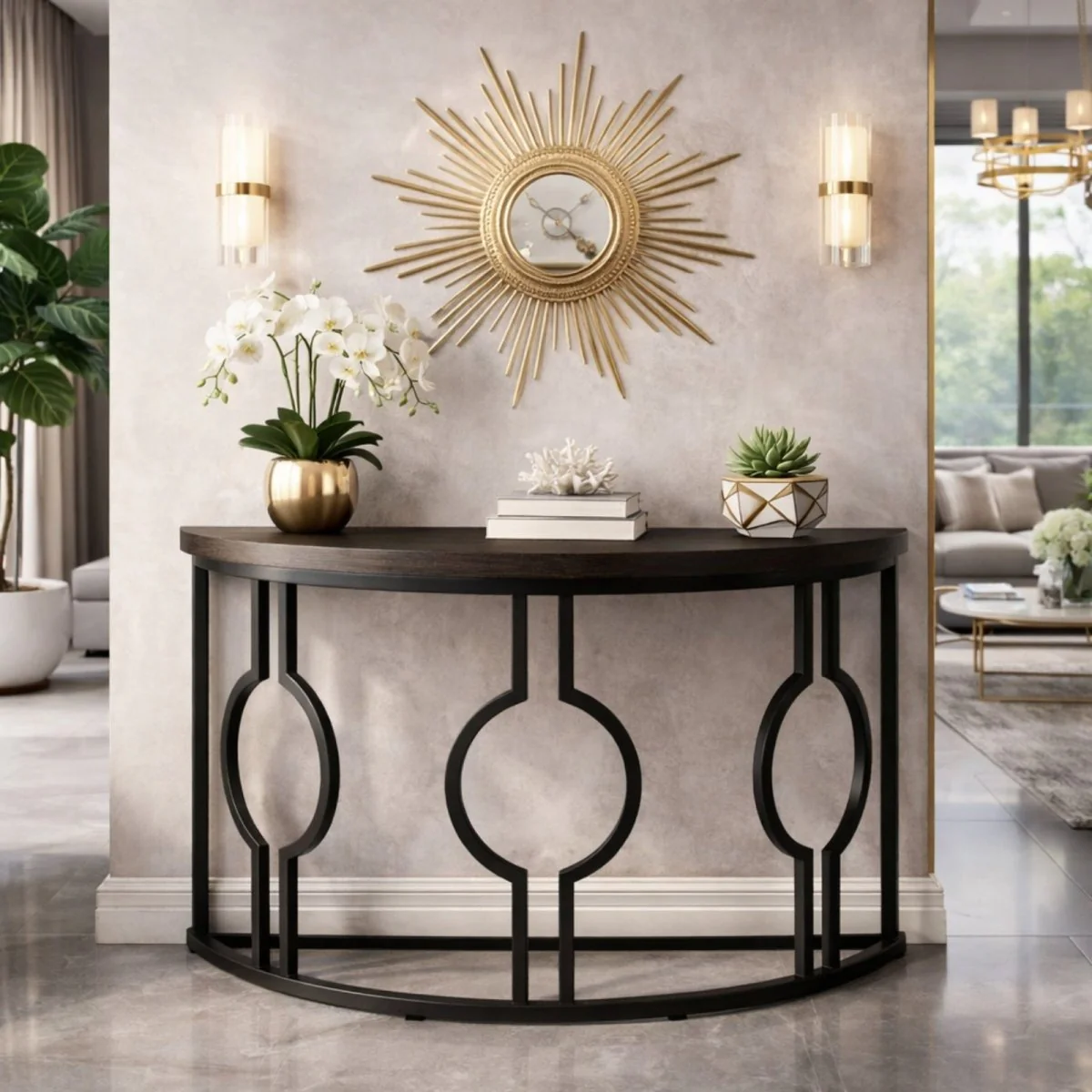 The Meridian Demilune | Geometric Architectural Console - Image 4