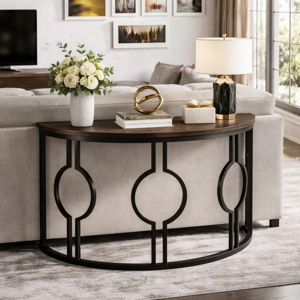 The Meridian Demilune | Geometric Architectural Console - Image 5