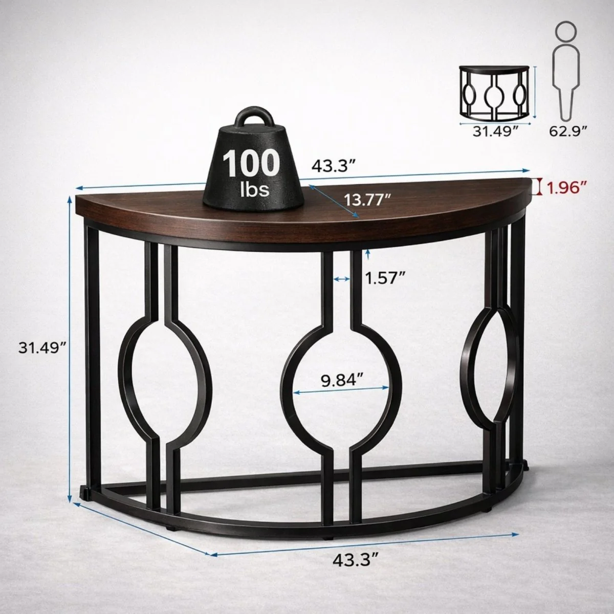 The Meridian Demilune | Geometric Architectural Console - Image 6