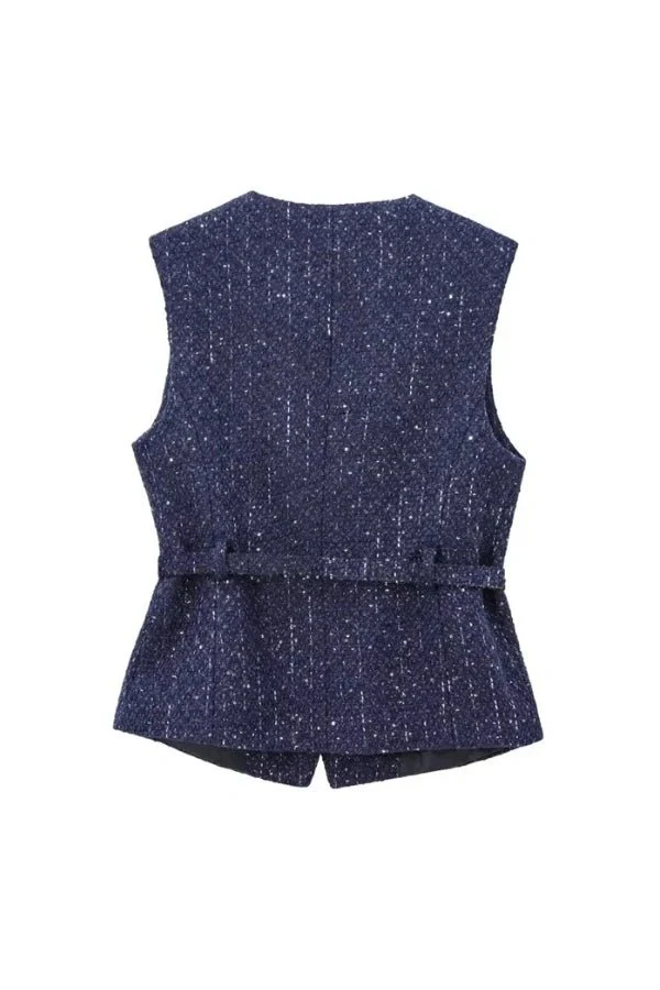 Minji Midnight Tweed Vest - Image 2