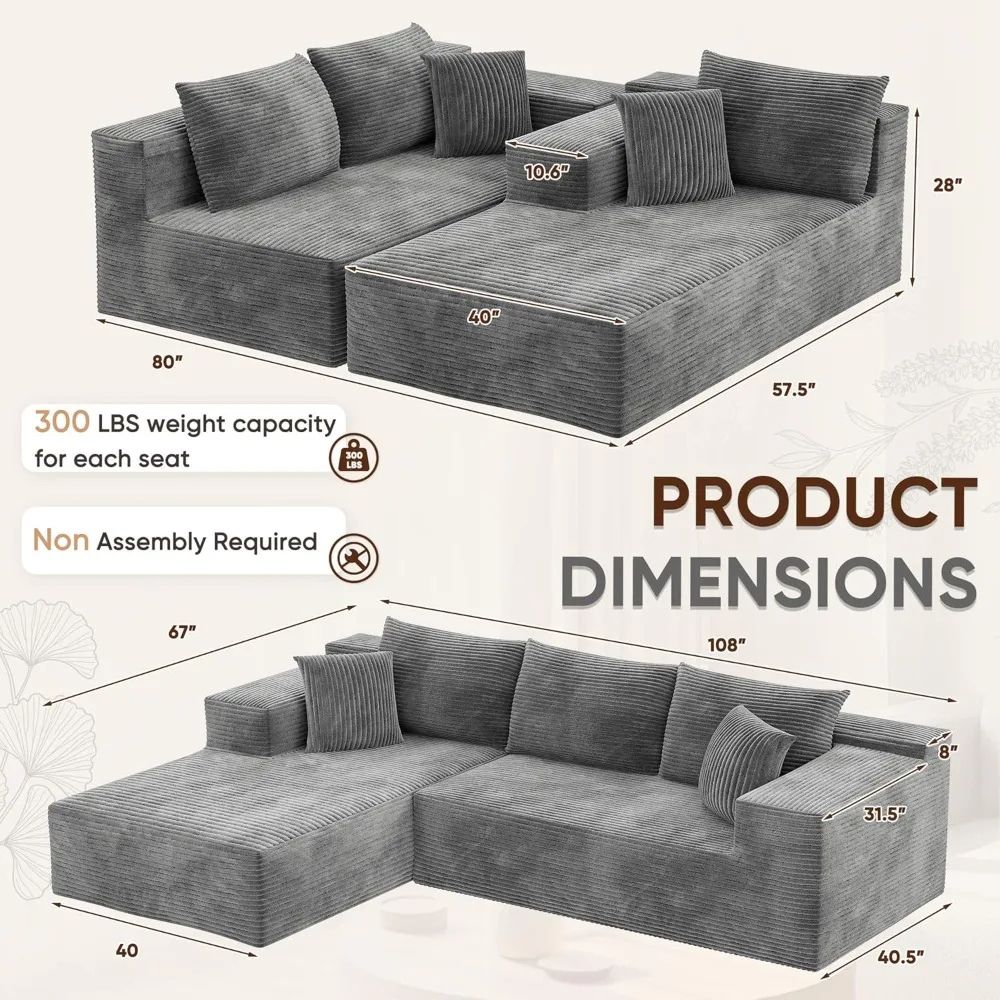 Modern Gray Sectional Sofa - Image 3