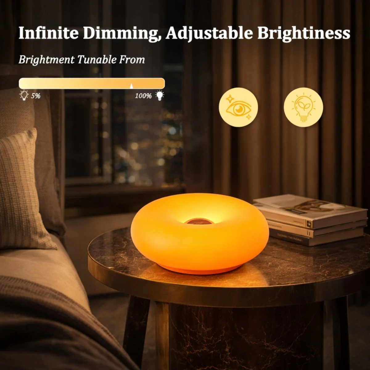 The Solis Donut Lamp | Amber Gloss Touch-Dimmable Light - Image 4