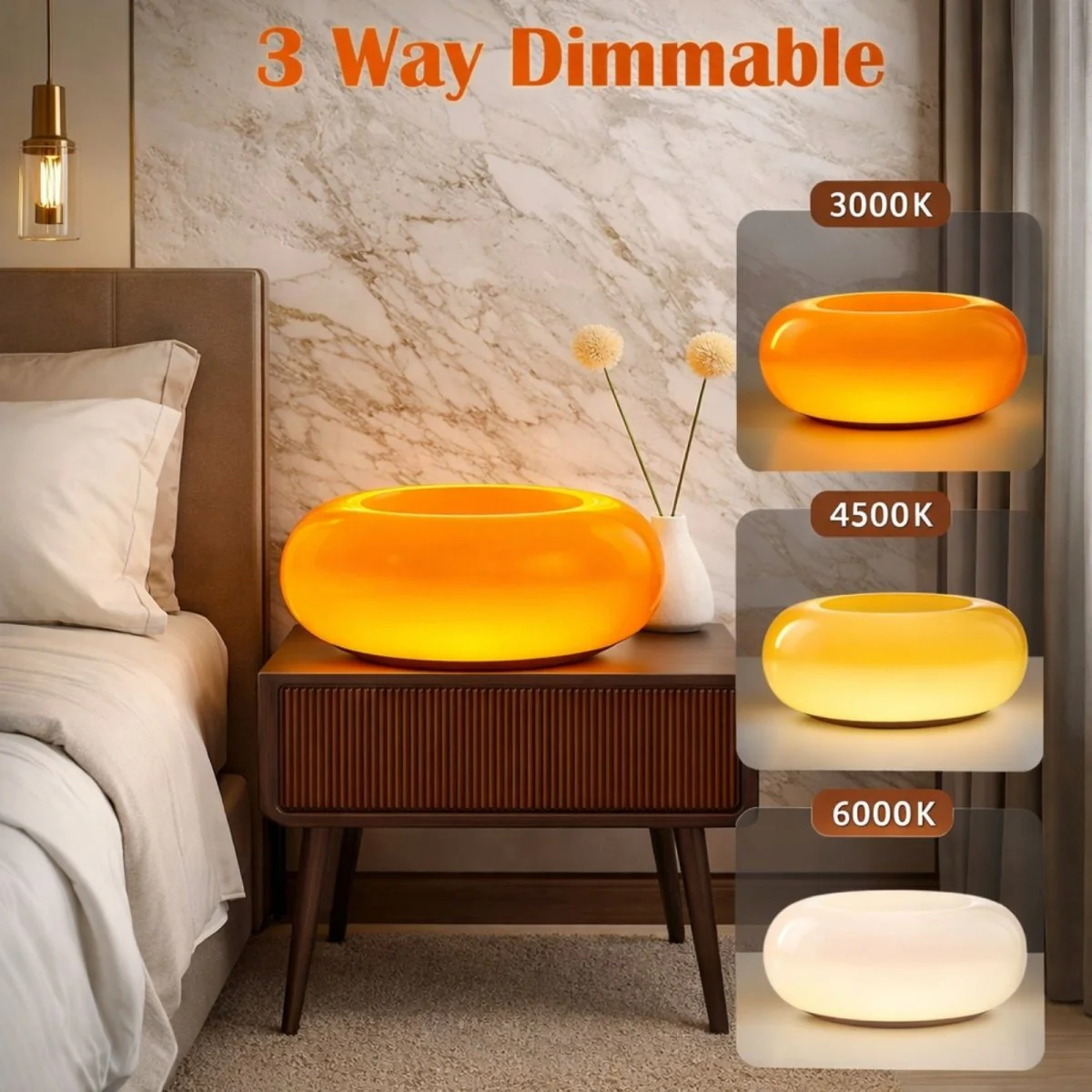 The Solis Donut Lamp | Amber Gloss Touch-Dimmable Light - Image 5