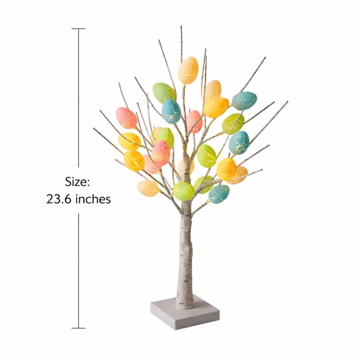 Lighted Easter Egg Tree with 24 LED Birch Branches - Battery Operated Easter Decorations for Home, Tabletop Centerpiece & Spring Decor - Image 8