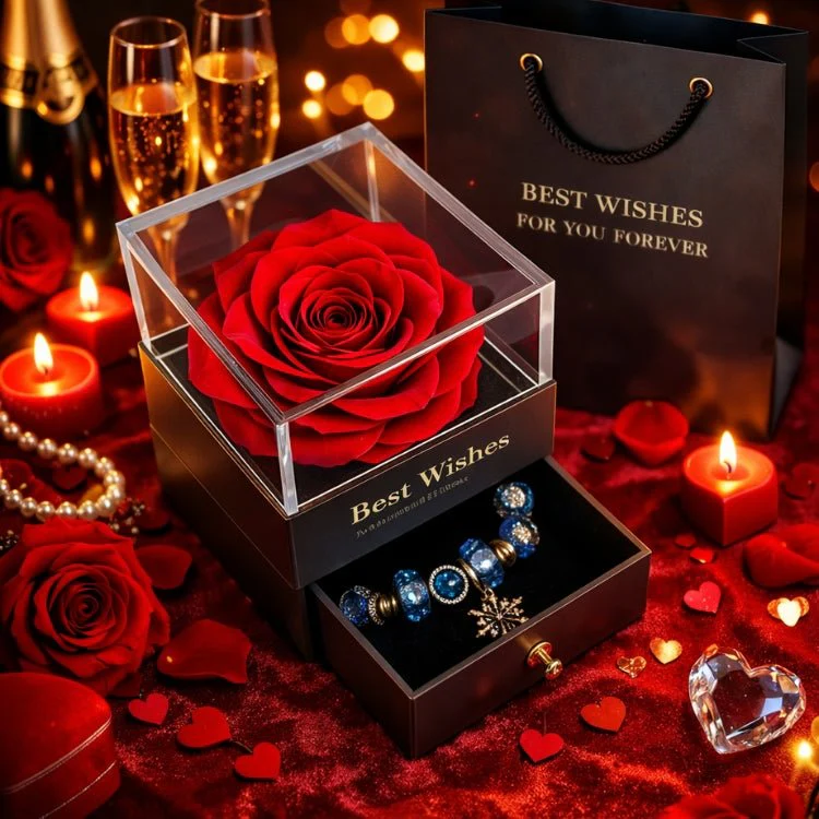 Preserved Rose Jewelry Box with Bracelet - Eternal Flower Gift Set for Valentine's Day, Anniversary & Birthday - Image 5