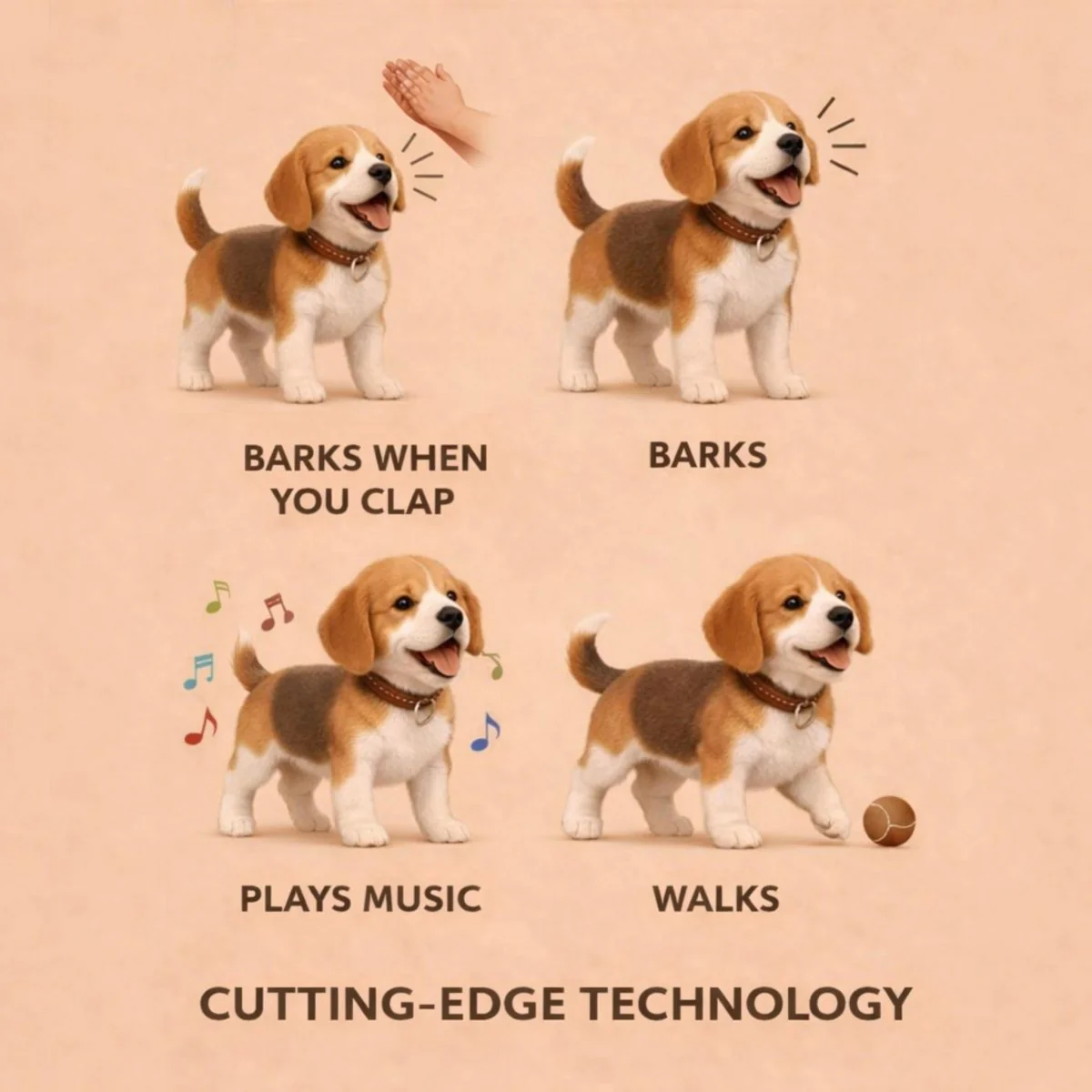 Realistic Beagle Puppy Toy – Interactive Walking, Barking & Wagging Electronic Pet - Image 6