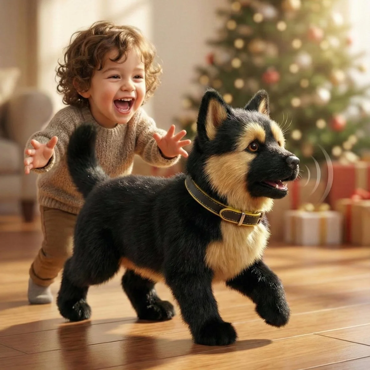 Realistic German Shepherd Puppy Toy – Interactive Walking, Barking & Wagging Electronic Pet - Image 3