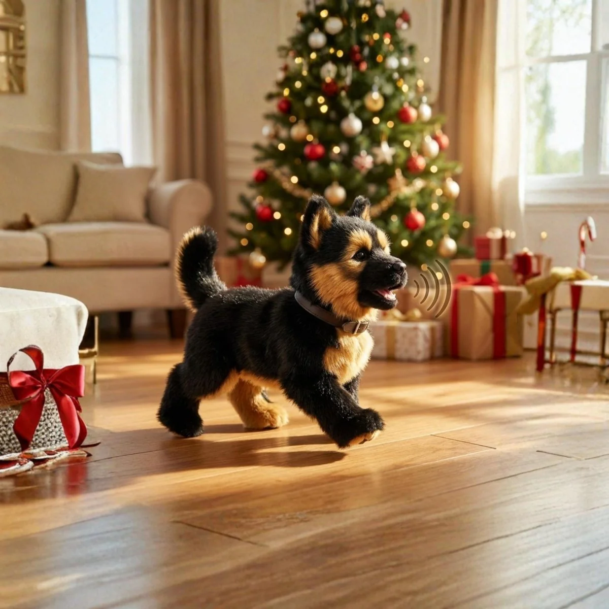 Realistic German Shepherd Puppy Toy – Interactive Walking, Barking & Wagging Electronic Pet - Image 3