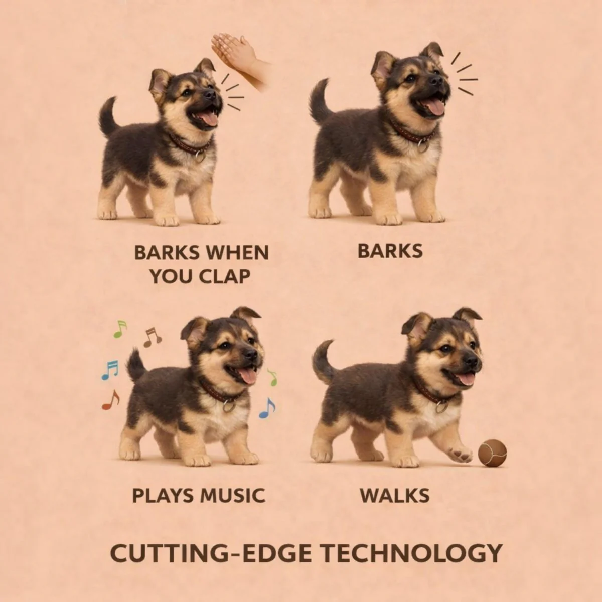 Realistic German Shepherd Puppy Toy – Interactive Walking, Barking & Wagging Electronic Pet - Image 6