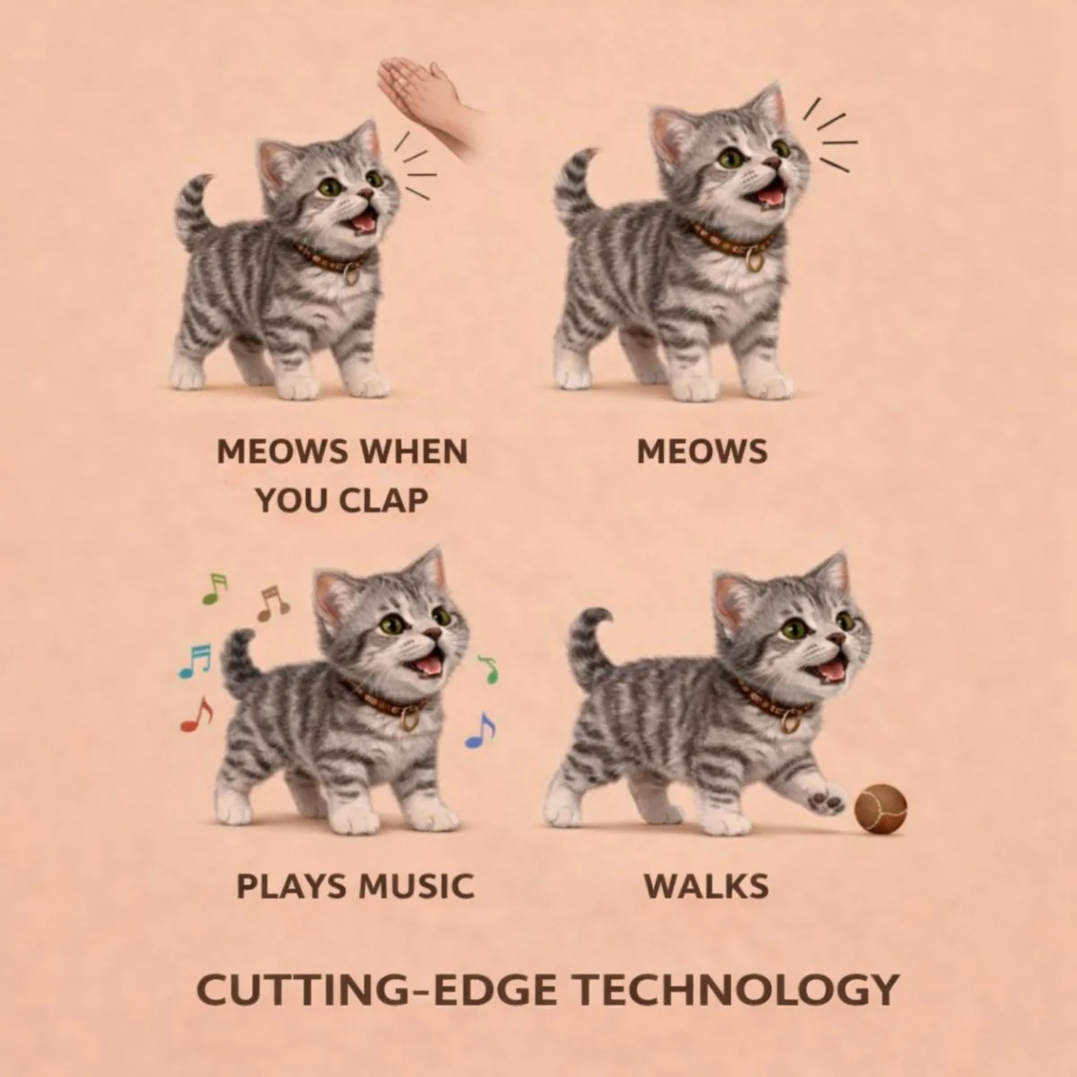 Realistic Interactive Grey Tabby Robot Kitten – Walking & Meowing Electronic Pet Toy - Image 6