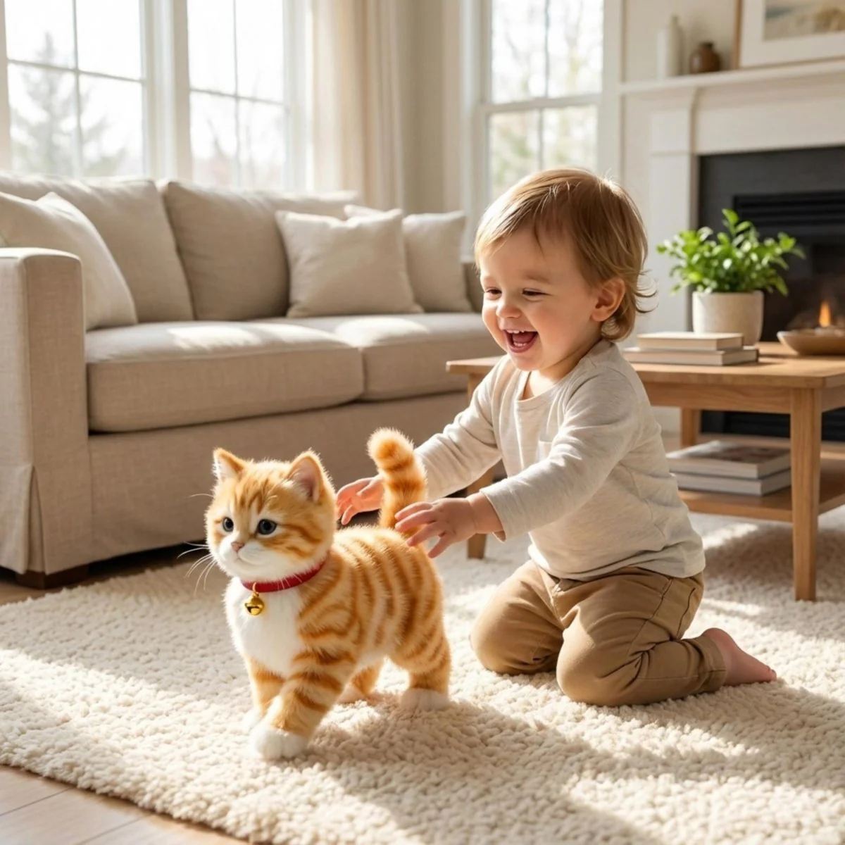 Realistic Interactive Orange Tabby Robot Kitten – Walking & Meowing Electronic Pet Toy - Image 2