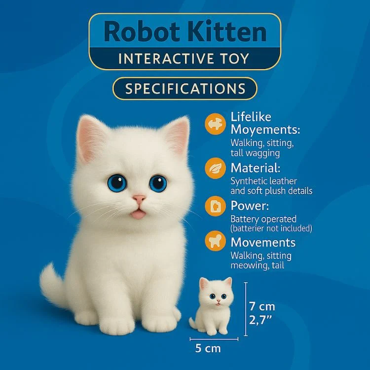 Realistic Interactive Robot Kitten – White Persian Cat Toy | Walks, Meows & Wags Tail - Image 4