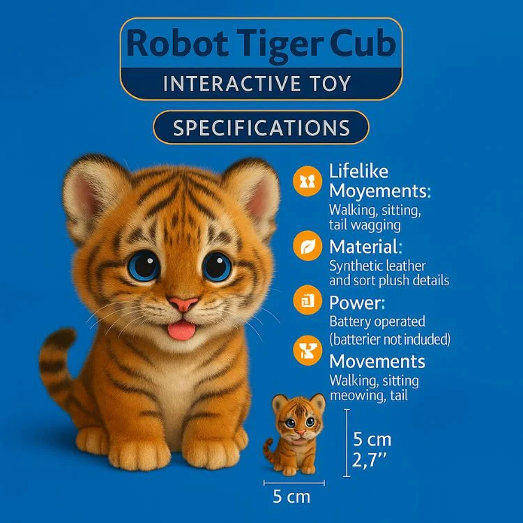 Realistic Interactive Robot Tiger Cub – Walking & Meowing Electronic Pet Kitten Toy - Image 5