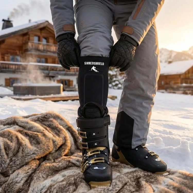 Ski Boot Shin Guards Gel Padded Protection | Eliminate Shin Bang & Pain | Premium Anti-Friction Sleeve for Men & Women | ShredShield by Kouvr