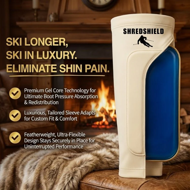 Ski Boot Shin Guards Gel Padded Protection | Eliminate Shin Bang & Pain | Premium Anti-Friction Sleeve for Men & Women | ShredShield by Kouvr - Image 6