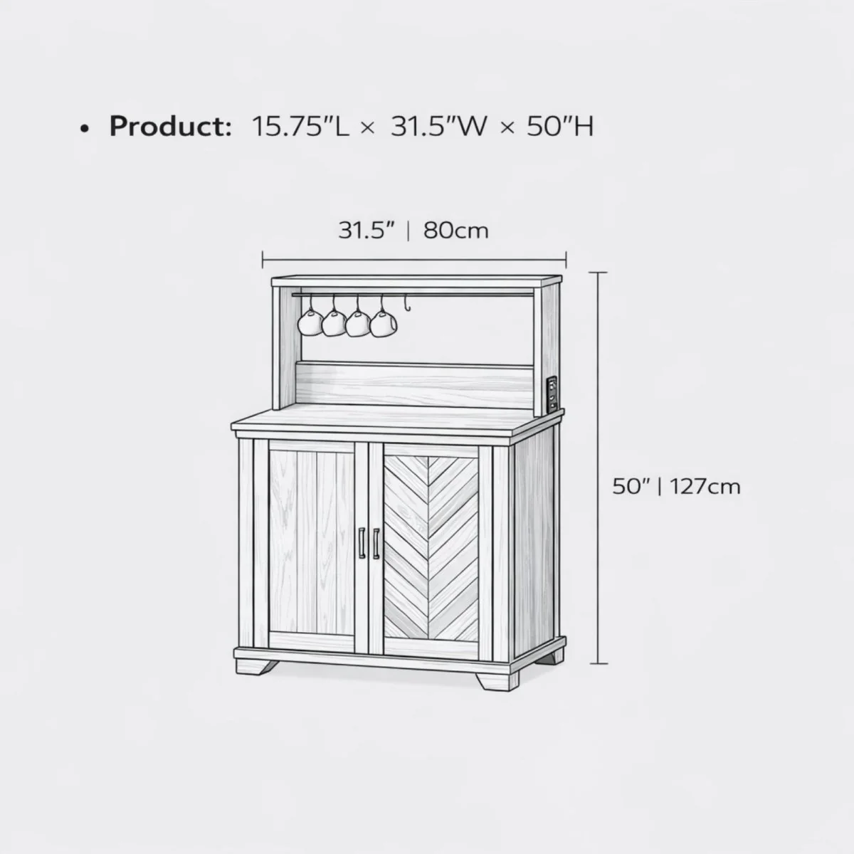 The Siena Morning Station | Herringbone Power-Equipped Coffee Bar - Image 8