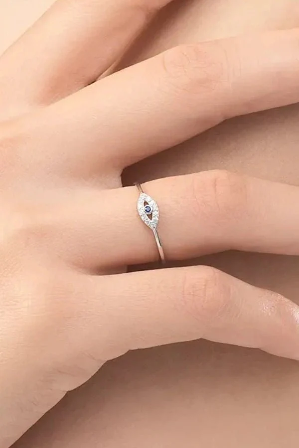 Silver Evil Eyes Ring - Image 2