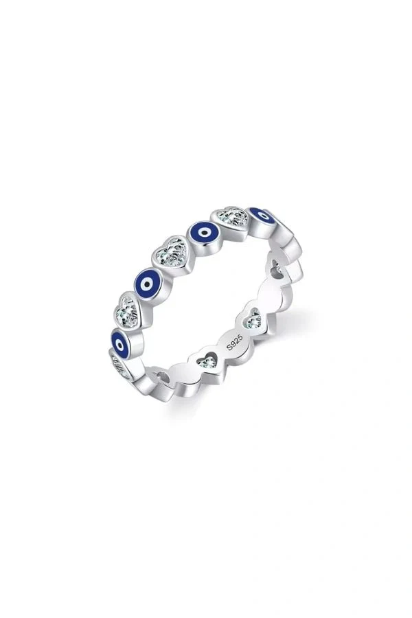 Silver Evil Eyes Ring - Image 3