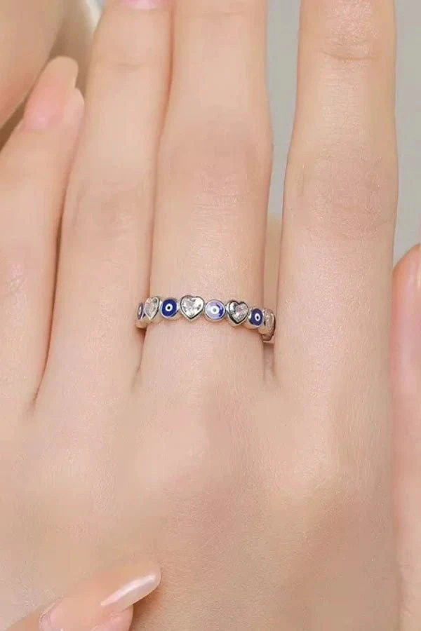 Silver Evil Eyes Ring - Image 4