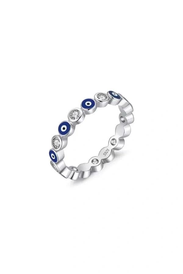 Silver Evil Eyes Ring - Image 6
