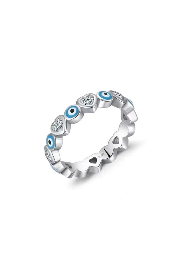 Silver Evil Eyes Ring - Image 8