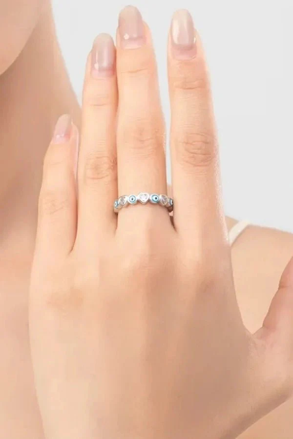 Silver Evil Eyes Ring - Image 9