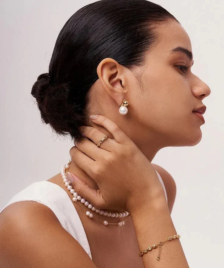 Stacey Dome Pearl Earrings - Image 2