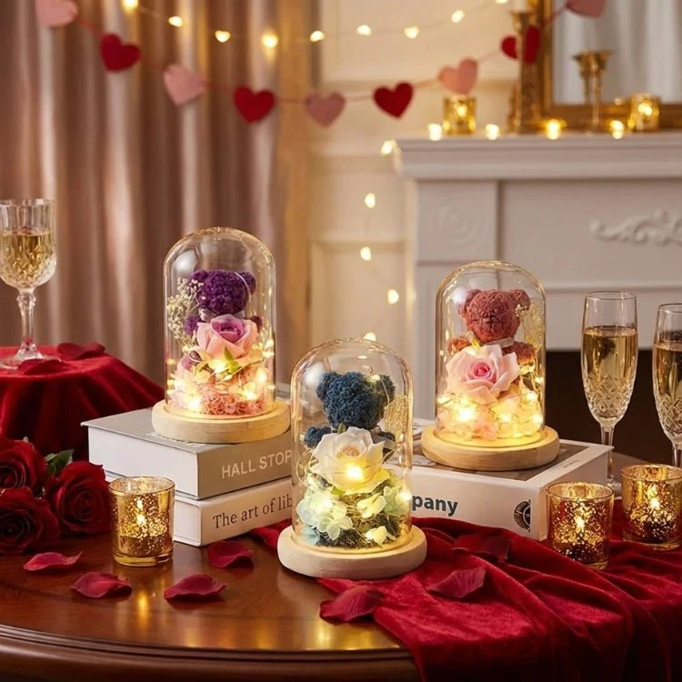Eternal Rose Bear in Glass Dome with Lights - Romantic Anniversary Gift for Her, Preserved Red Forever Rose, Enchanted Teddy Bear Lamp Gift by Kouvr - Image 9