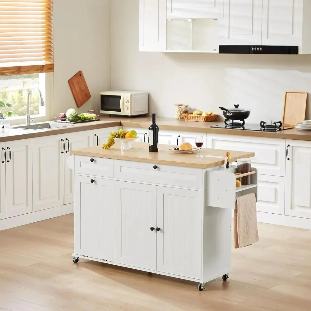Foldable Kitchen Island Cart with Storage