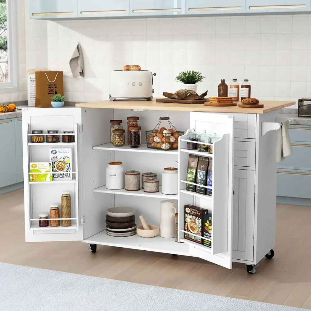 Wooden Countertop and Storage Drawers